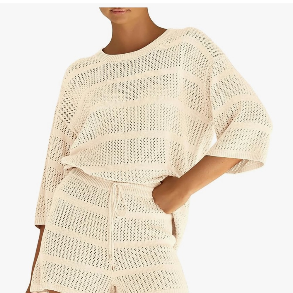 Cream Knit Women Swim Coverup